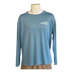 Reel Life Raised on the Water Long Sleeve Tee~Size Med~Blue Dri-Fit Shirt L11 02